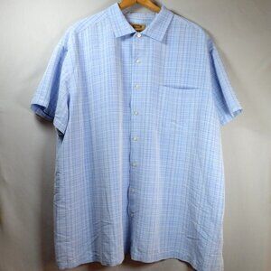Foundry Supply Co 3XL Men's Blue Plaid Button Up Short Sleeve Shirt With Pocket